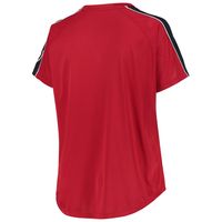 Women's Red Washington Nationals Plus Diva Notch Neck Raglan T-Shirt