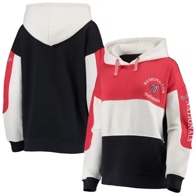 Washington Nationals Soft as a Grape Women's Rugby Pullover Hoodie - Red/Navy