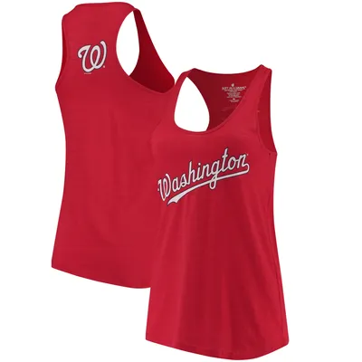 Washington Nationals Soft As A Grape Women's Front & Back Tri-Blend Racerback Tank Top - Red