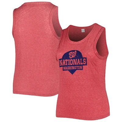 Women's Soft as a Grape Red Washington Nationals Plus High Neck Tri-Blend Tank Top