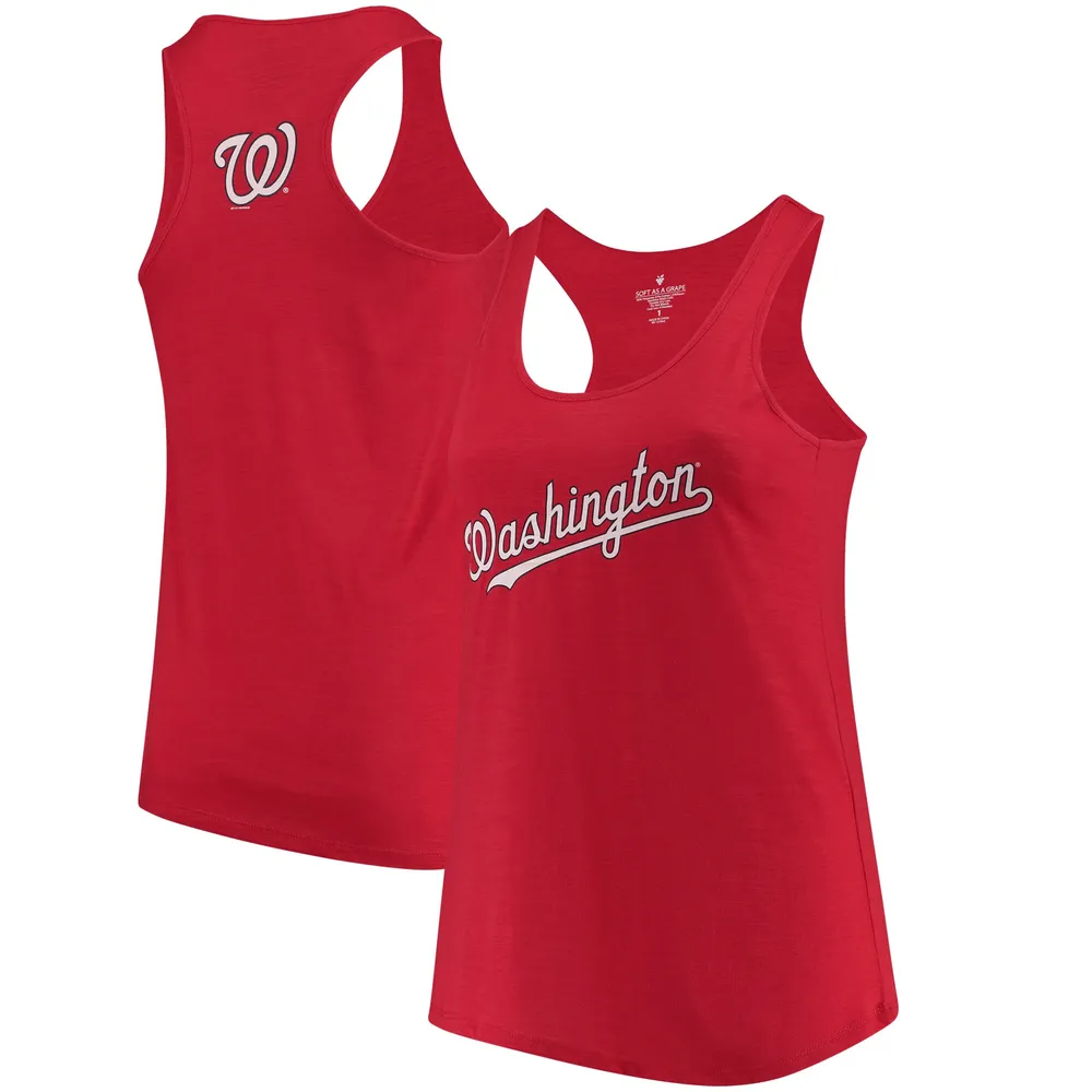 Débardeur a dos nageur Soft as Grape Red Washington Nationals pour femmes les clôtures