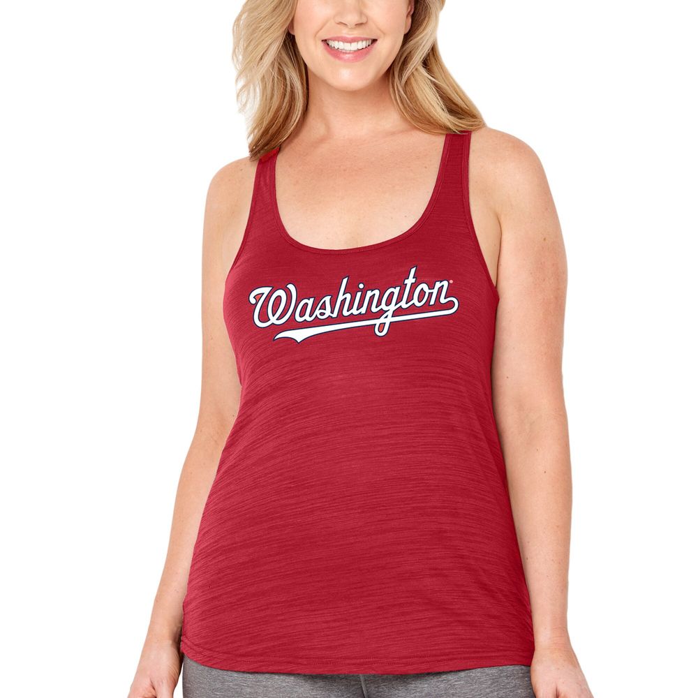 Women's Soft as a Grape Red Washington Nationals Plus Swing for the Fences Racerback Tank Top