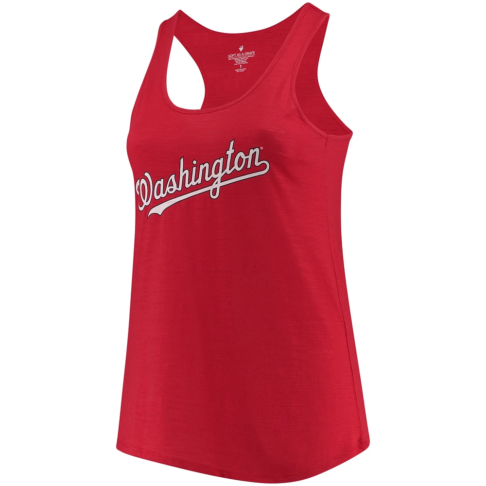 Women's Soft as a Grape Red Washington Nationals Plus Swing for the Fences Racerback Tank Top