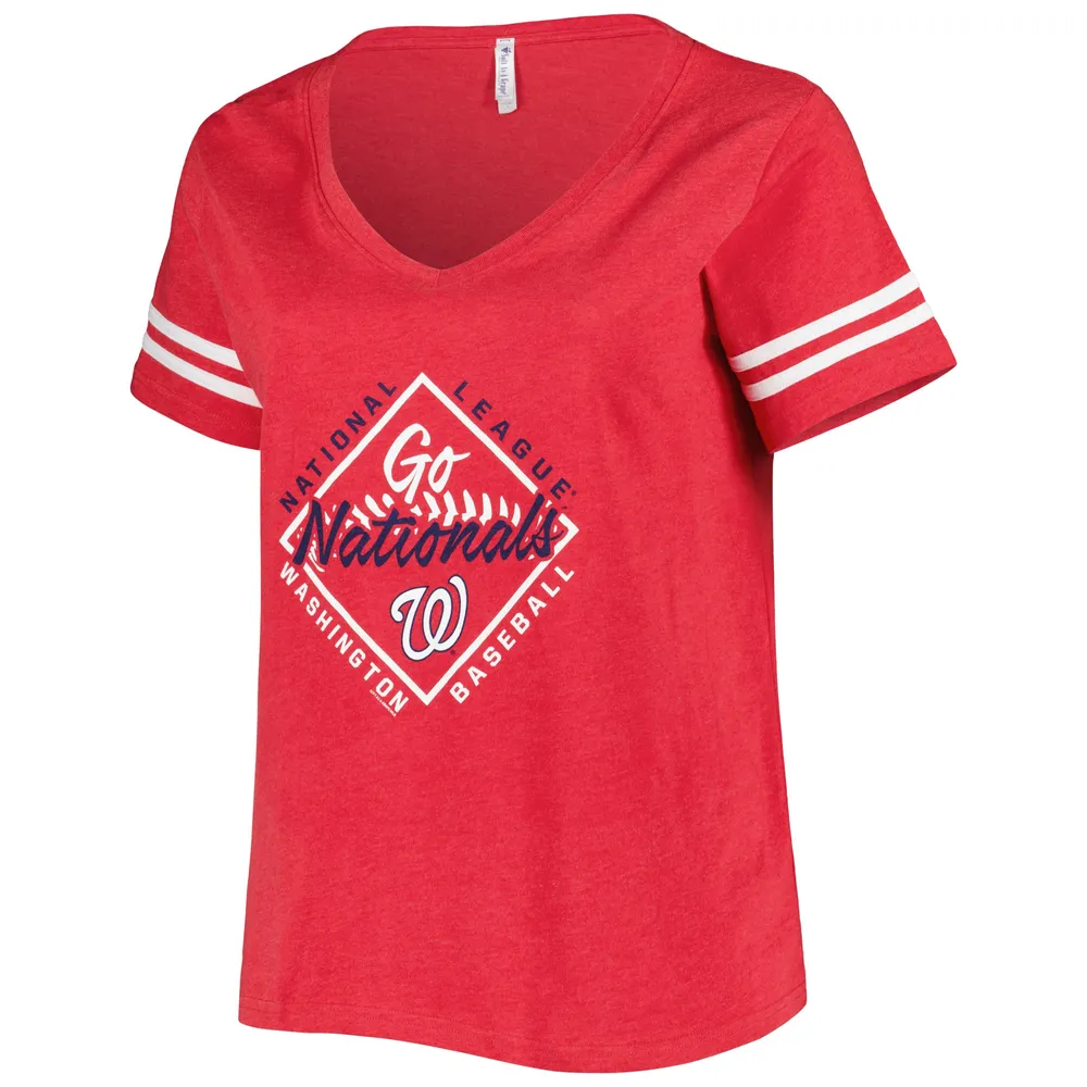 Soft As A Grape Red Washington Nationals Plus Size V-Neck Jersey T-Shirt