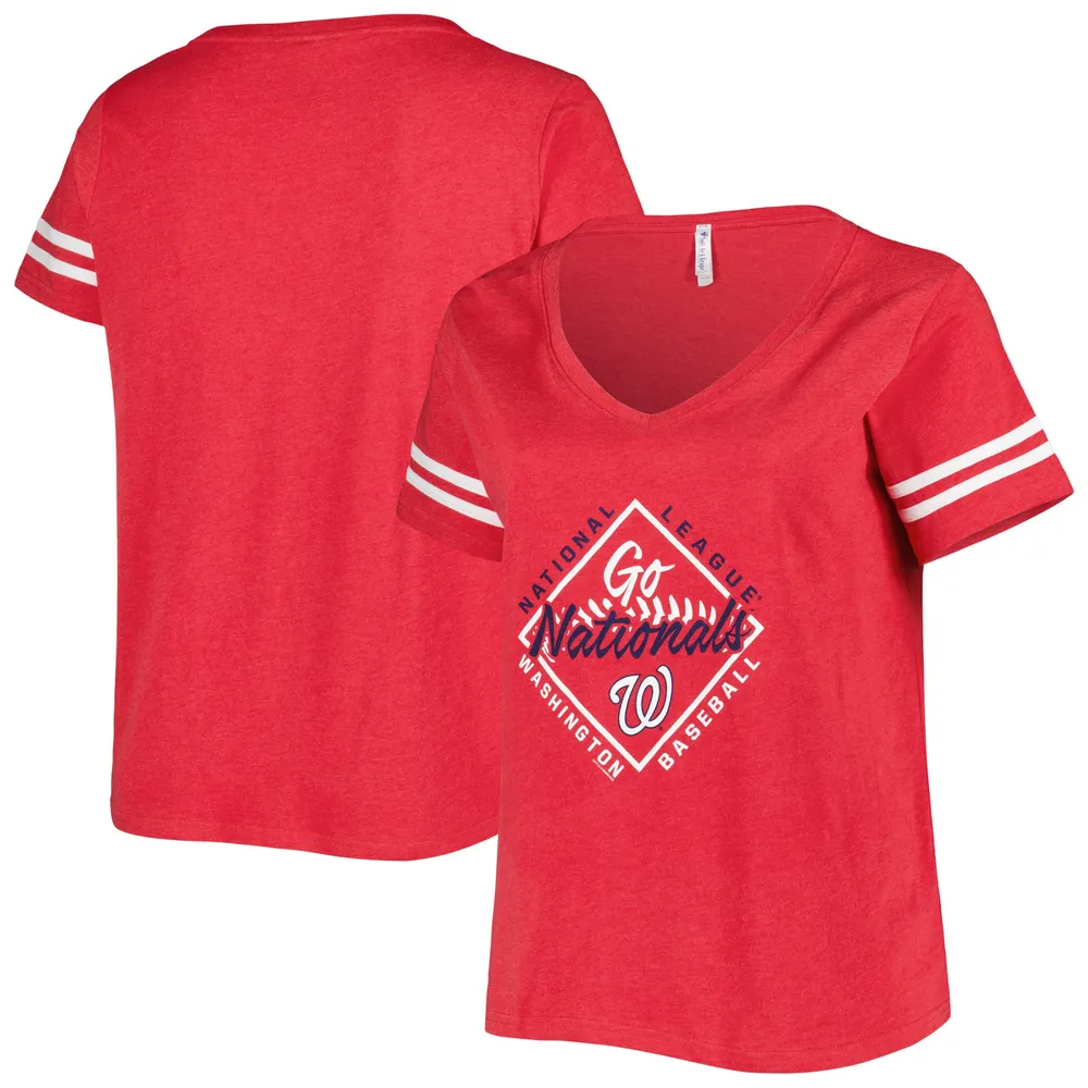 T-shirt en jersey a encolure V taille plus Soft as Grape Red Washington Nationals pour femme