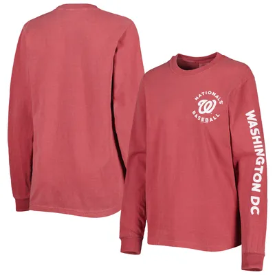 Washington Nationals Soft as a Grape Women's Team Pigment Dye Long Sleeve T-Shirt - Red