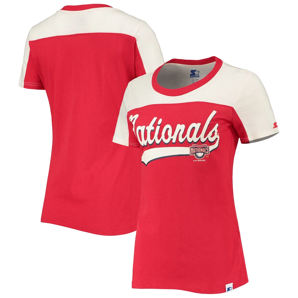 T-shirt Starter rouge/blanc des Washington Nationals pour femme