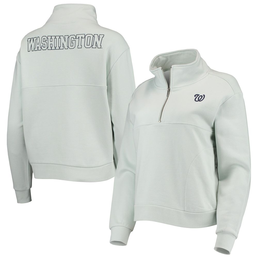 Women's The Wild Collective Light Blue Washington Nationals Two-Hit Quarter-Zip Pullover Top