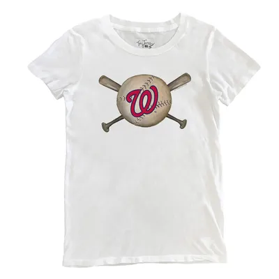 Lids Washington Nationals Tiny Turnip Youth Baseball Cross Bats 3/4-Sleeve  Raglan T-Shirt - White/Navy