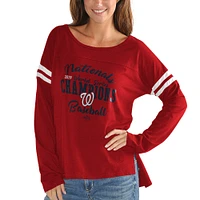 T-shirt à manches longues et col rond Touch Red Washington Nationals pour femmes, Champions de la Série mondiale 2019