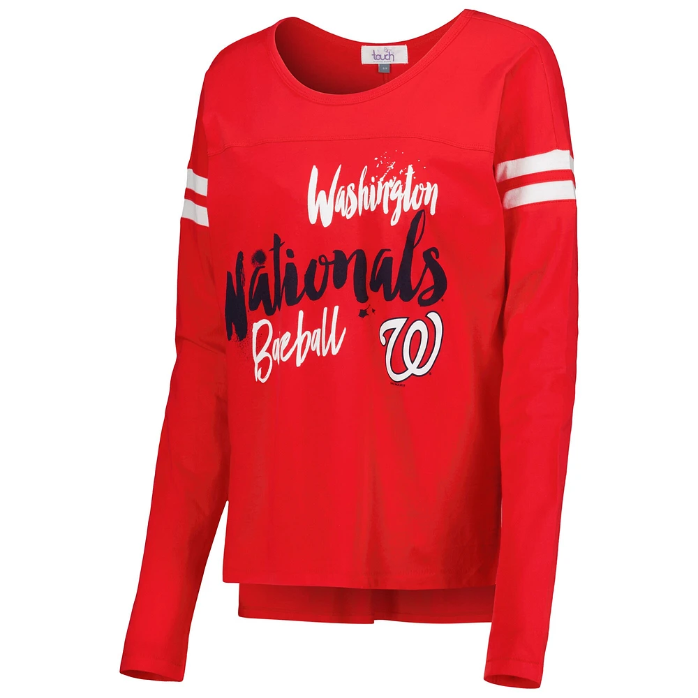 Women's Touch Red Washington Nationals Free Agent Long Sleeve T-Shirt