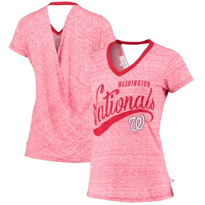 T-shirt enveloppant dans le dos à col en V pour femmes Touch Red Washington Nationals Hail Mary