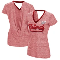 Women's Touch Red Washington Nationals Halftime Back Wrap Top V-Neck T-Shirt