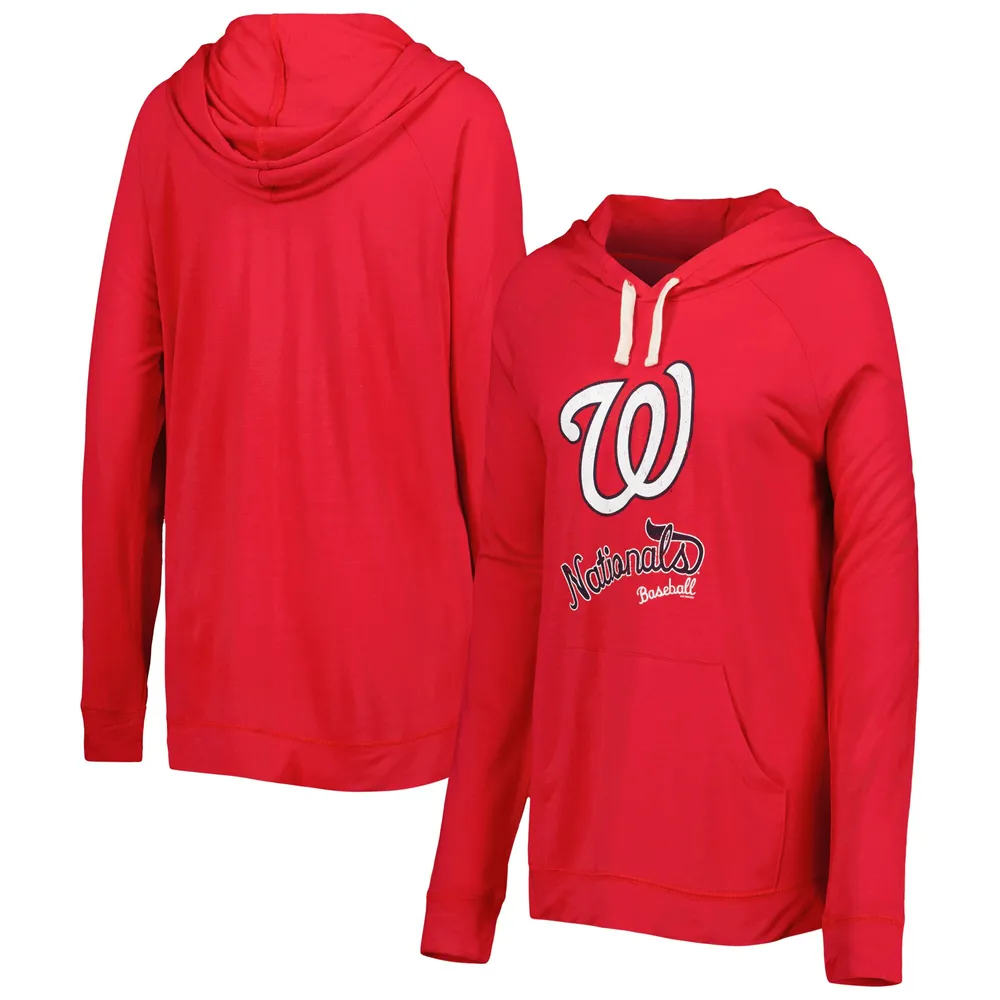 Chandail à capuchon raglan d'avant-match Touch Red Washington Nationals pour femme