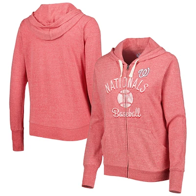 Women's Touch Red Washington Nationals Training Camp Tri-Blend Lightweight Full-Zip Hoodie