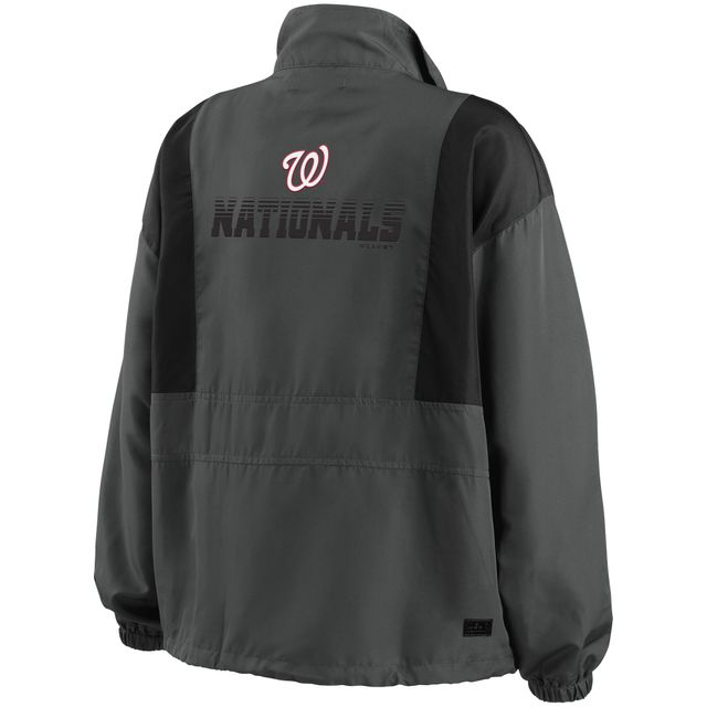 WEAR by Erin Andrews - Veste à demi-fermeture éclair repliable des Washington Nationals pour femme, anthracite