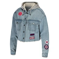 Women's WEAR by Erin Andrews Washington Nationals Hooded Button-Up Denim Jacket