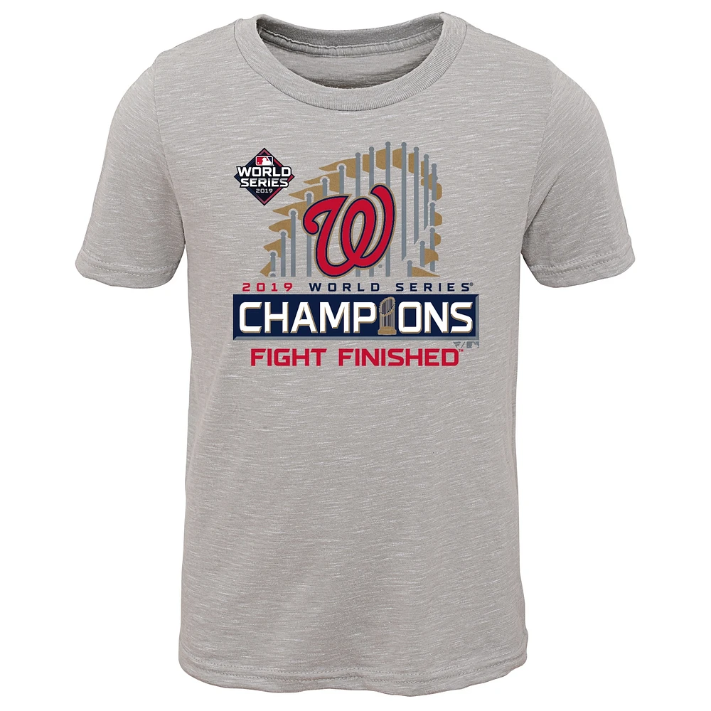 Youth Fanatics Gray Washington Nationals 2019 World Series Champions Locker Room T-Shirt