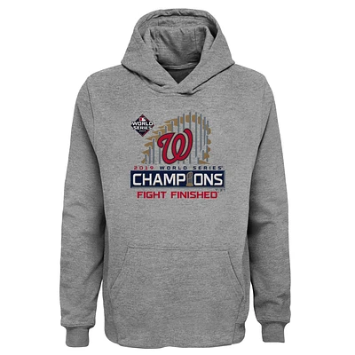 Sweat à capuche pour jeunes fanatiques Heather Grey Washington Nationals 2019 World Series Champions Locker Room