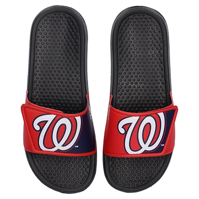 Youth FOCO Washington Nationals Colorblock Big Logo Legacy Slide Sandals