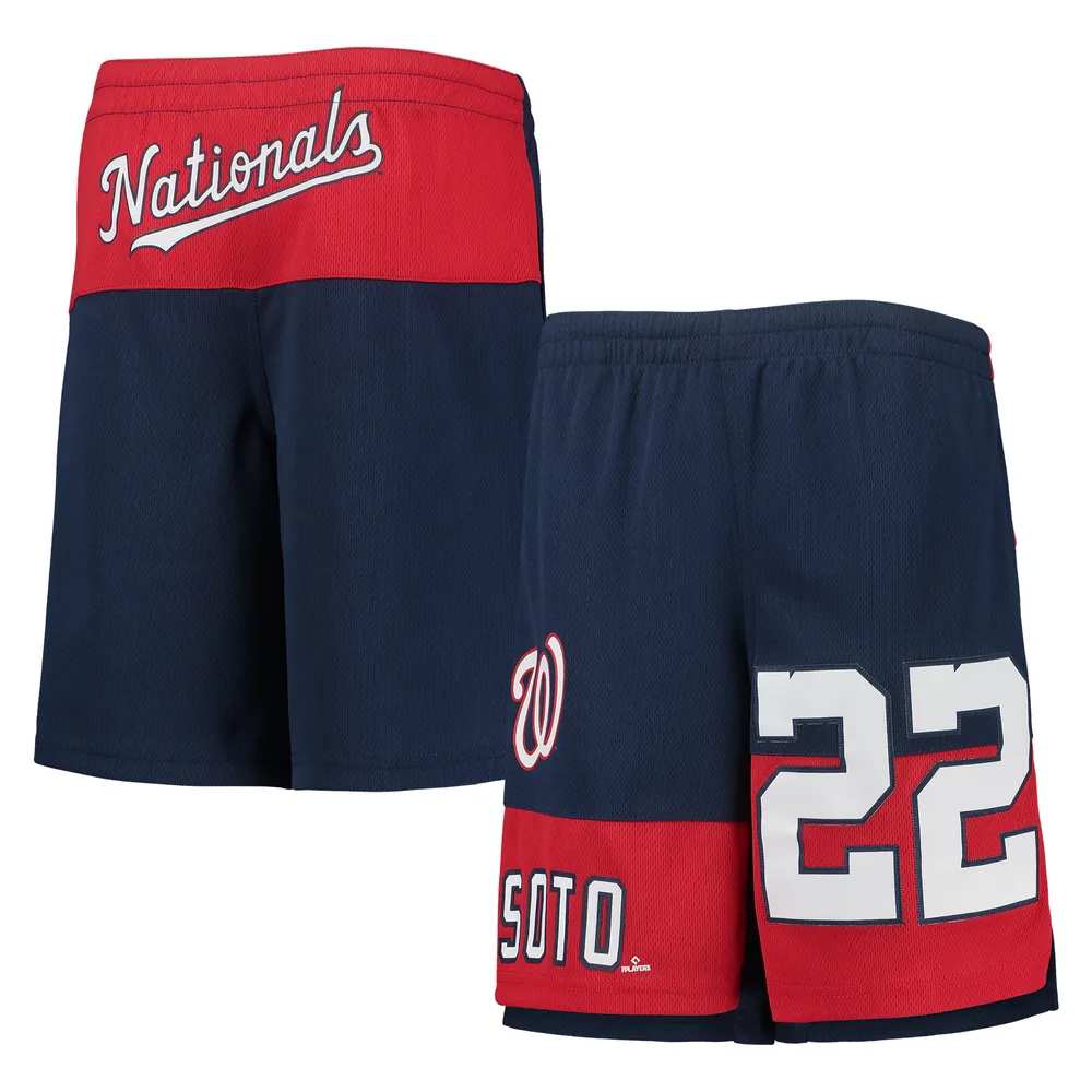 Youth Juan Soto Navy Washington Nationals Pandemonium Name & Number Shorts