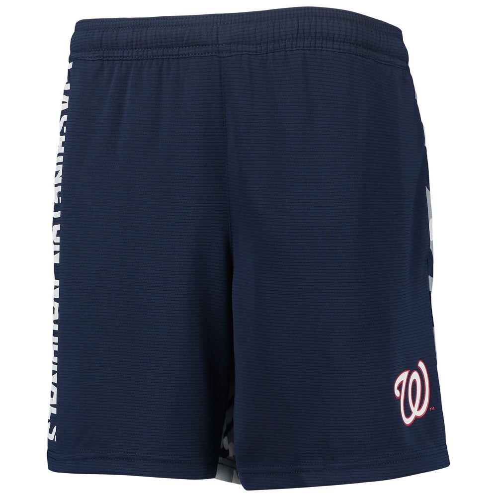 Youth Navy Washington Nationals Camo Newsies Active Shorts