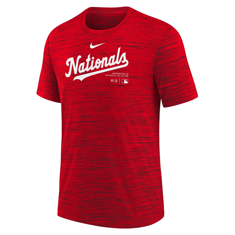 T-shirt d'entraînement Nike pour jeunes de la collection authentique des Nationals Washington rouge