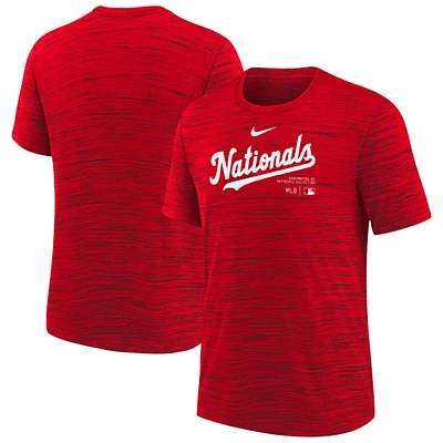 T-shirt d'entraînement Nike pour jeunes de la collection authentique des Nationals Washington rouge