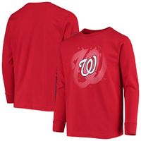 Youth Red Washington Nationals Platinum Logo Long Sleeve T-Shirt