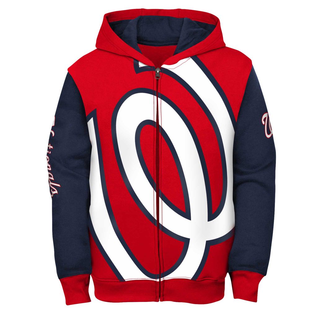 Youth Red Washington Nationals Poster Board Full-Zip Hoodie