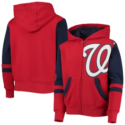 Washington Nationals Youth Stadium Color-Block Full-Zip Hoodie - Red