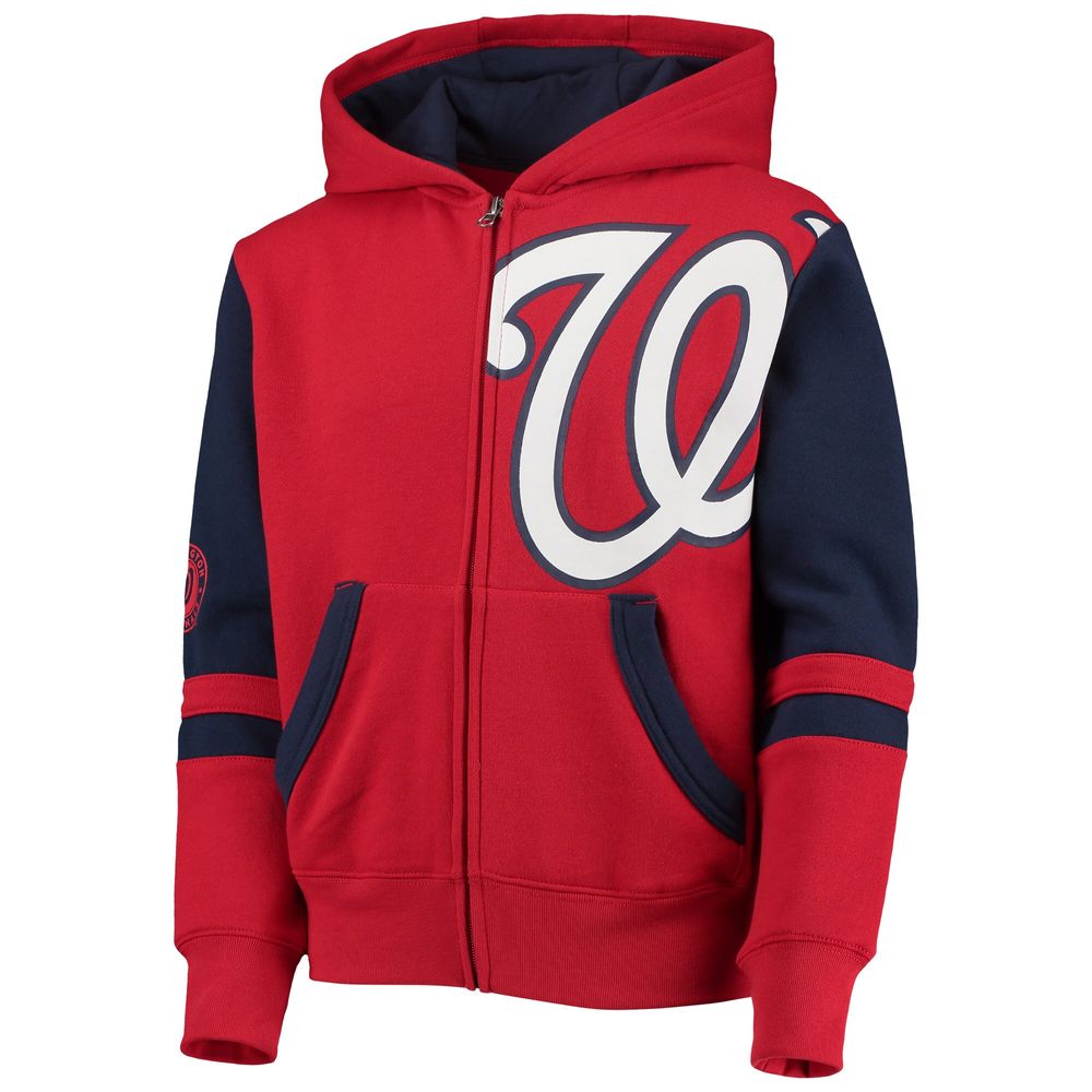 Youth Red Washington Nationals Stadium Color-Block Full-Zip Hoodie