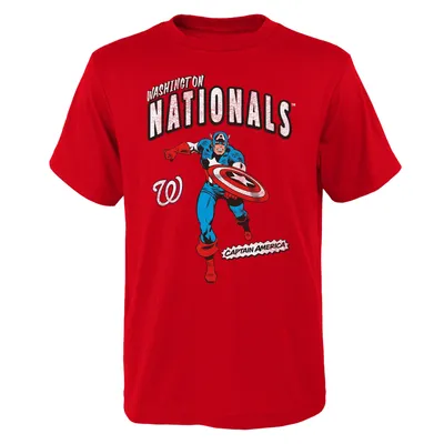 Washington Nationals Youth Team Captain America Marvel T-Shirt - Red