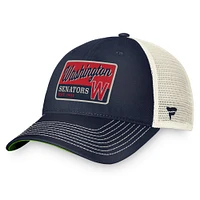 Fanatics pour hommes de marque bleu marine/naturel Washington Senators Cooperstown Collection True Classic Patch Trucker Casquette réglable