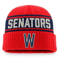 Fanatics pour hommes, rouge/bleu marine, Washington Senators, collection Cooperstown, véritable bonnet en tricot à revers rétro classique