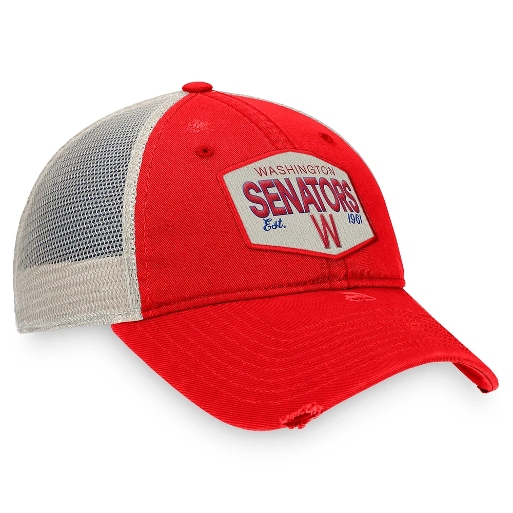 Men's Fanatics Red Washington Senators Cooperstown Collection Patch Trucker Adjustable Hat