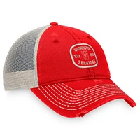 Men's Fanatics Red Washington Senators Distressed Patch Trucker Adjustable Hat