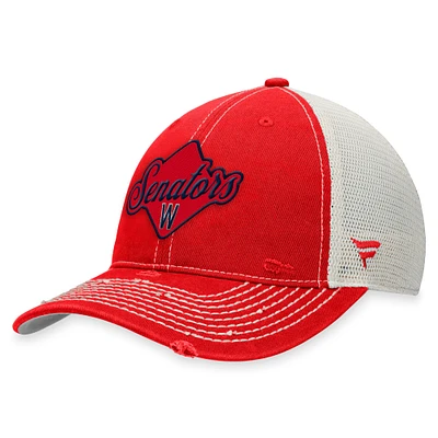 Casquette Snapback Heritage Trucker Fanatics rouge Washington Senators pour hommes