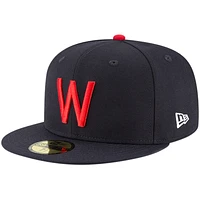 Casquette ajustée 59FIFTY en laine de la collection Cooperstown des Sénateurs Washington New Era pour homme, bleu marine