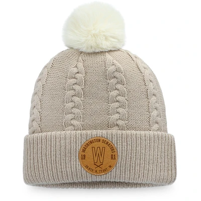 Women's Fanatics Natural Washington Senators Outdoor Play Cuffed Knit Hat with Pom