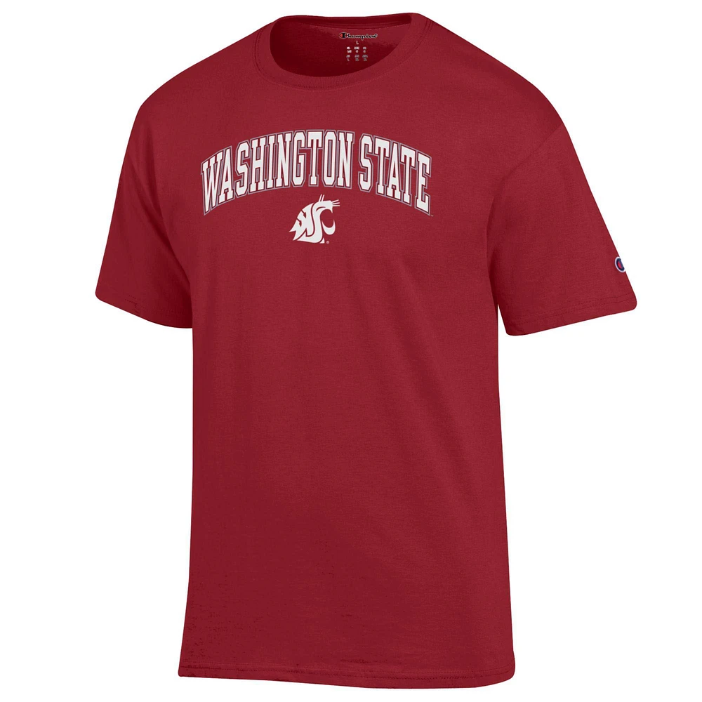 Men's Champion  Crimson Washington State Cougars Arch Over Logo T-Shirt