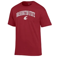 Men's Champion  Crimson Washington State Cougars Arch Over Logo T-Shirt