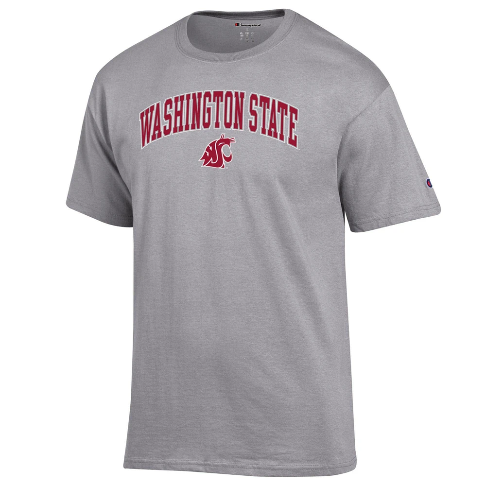 T-shirt gris chiné Champion pour homme avec logo Arch Over des Washington State Cougars