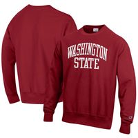 Men's Champion Crimson Washington State Cougars Arch Reverse Weave Pullover Sweatshirt