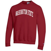 Men's Champion  Crimson Washington State Cougars Basic Arch Fleece Pullover Sweatshirt