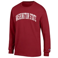 Men's Champion  Crimson Washington State Cougars Basic Arch Long Sleeve T-Shirt