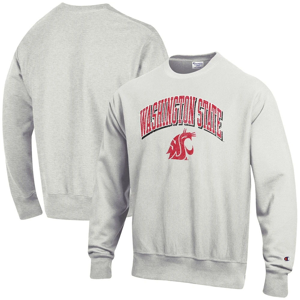 Men's Champion Gray Washington State Cougars Arch Over Logo Reverse Weave Pullover Sweatshirt
