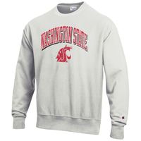 Men's Champion Gray Washington State Cougars Arch Over Logo Reverse Weave Pullover Sweatshirt