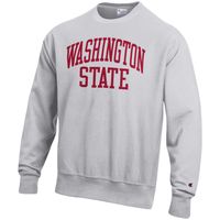 Men's Champion Heathered Gray Washington State Cougars Arch Reverse Weave Pullover Sweatshirt