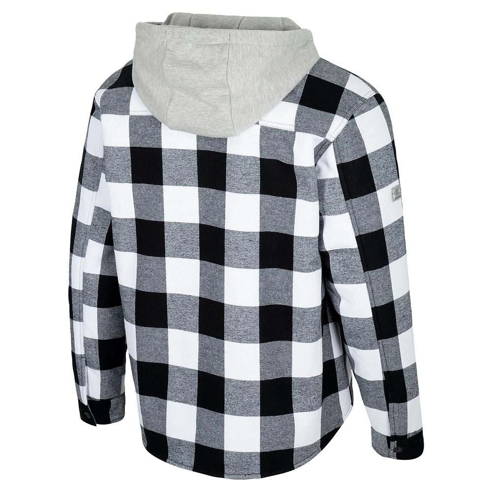 Men's Colosseum Black/White Washington State Cougars Buffalo Plaid Full-Zip Hoodie Jacket